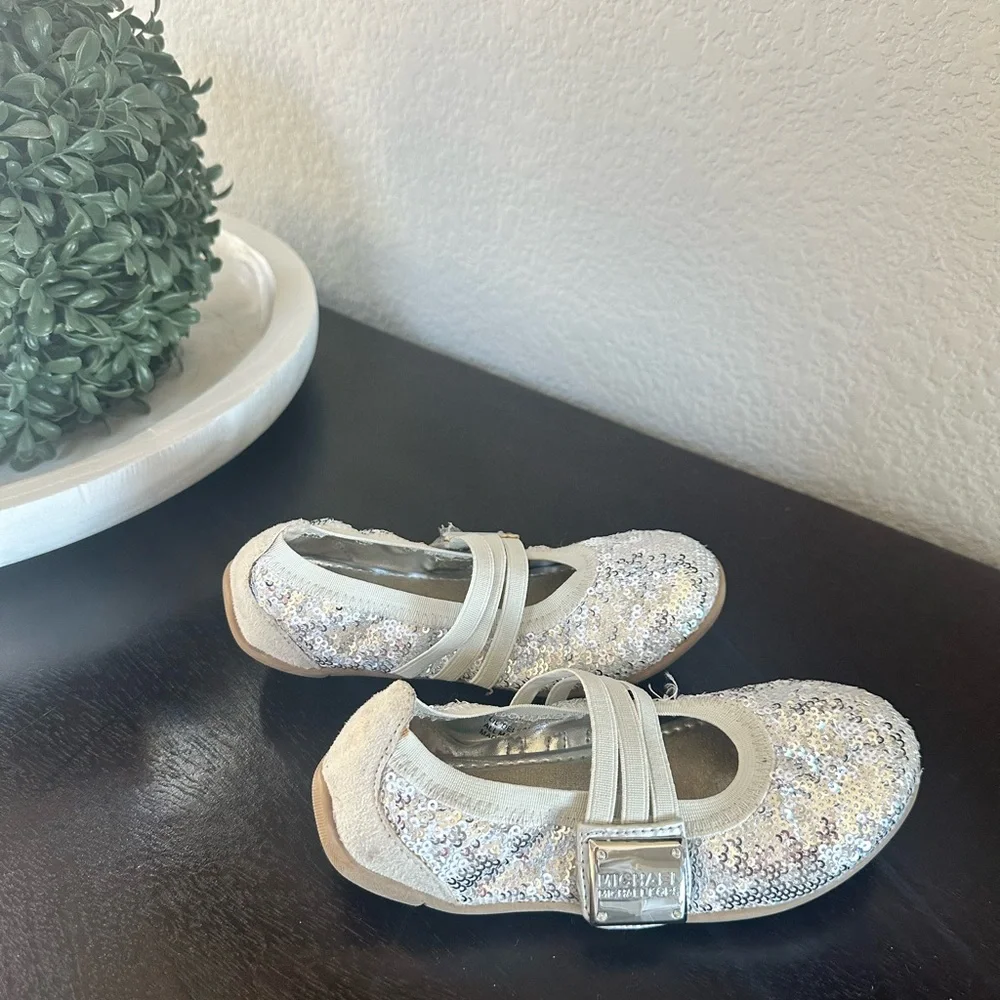 Michael Kors Lil Delilah silver sequin flats 12